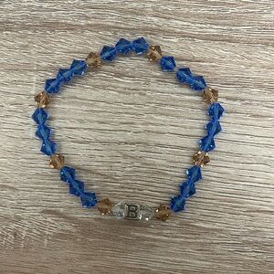 Blue Beaded Bracelet with a B